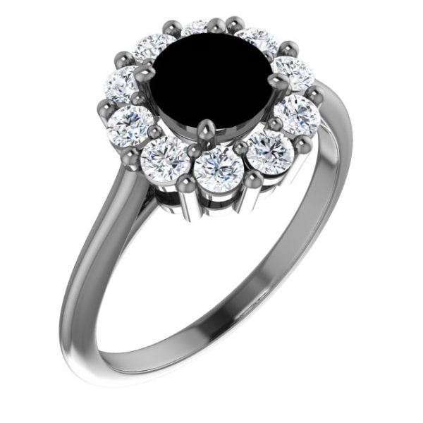 14K White Natural Blue Sapphire & 1/2 CTW Natural Diamond Ring