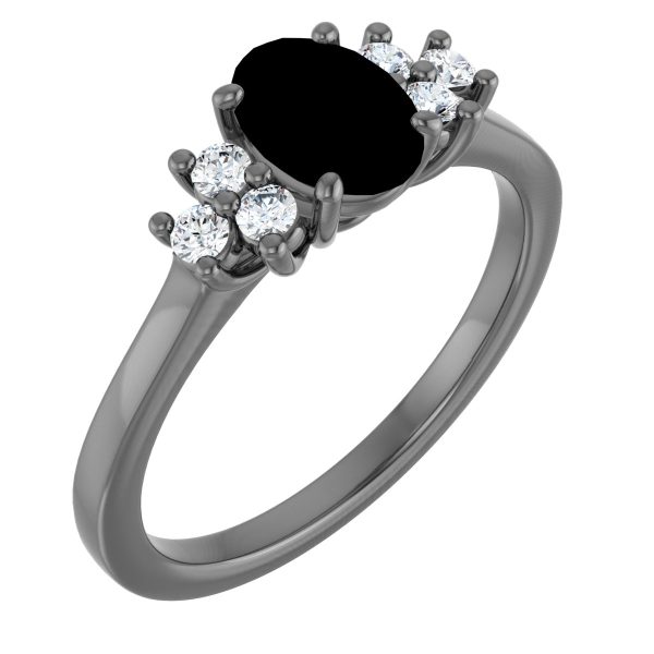 14K Yellow Natural Blue Sapphire & 1/5 CTW Natural Diamond Ring