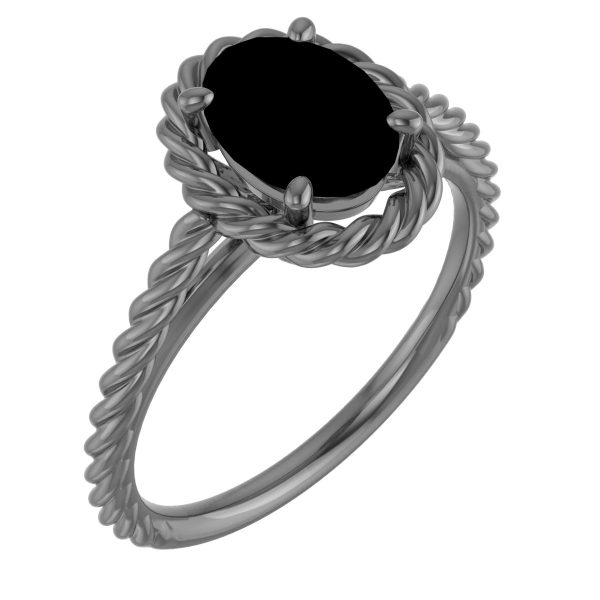 14K White Natural Mozambique Garnet Rope Ring