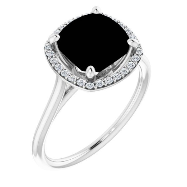 14K White Lab-Grown Blue Sapphire & 1/6 CTW Natural Diamond Ring