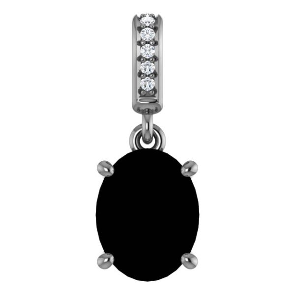 14K White Natural Amethyst & .03 CTW Natural Diamond Pendant