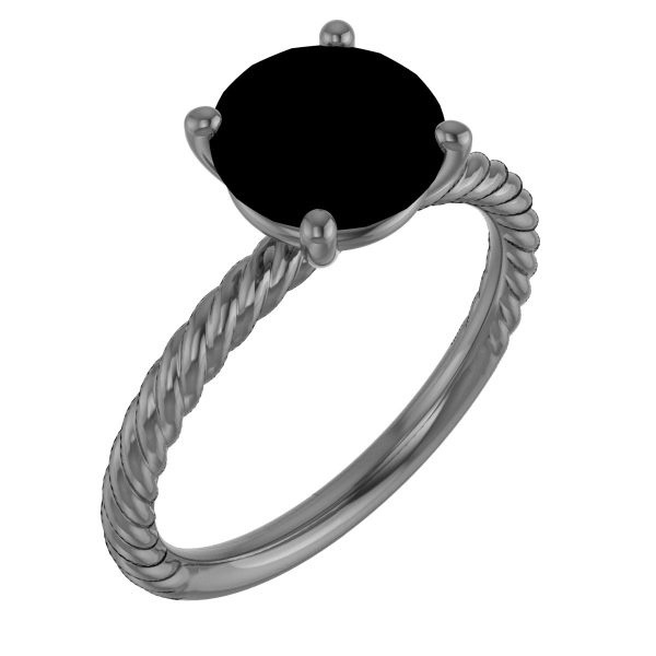14K Yellow Natural Black Onyx Ring
