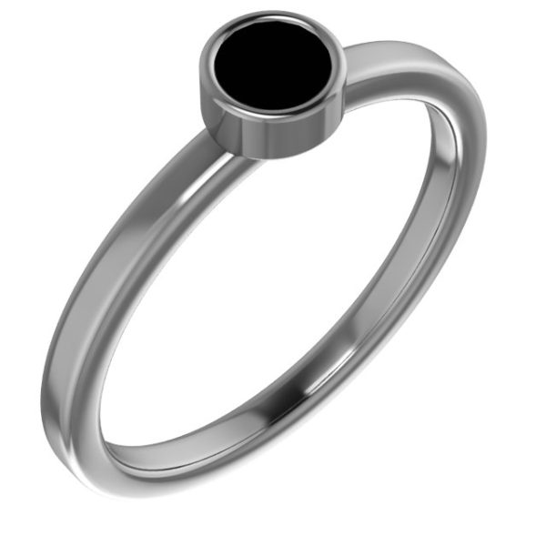 14K White 4 mm Natural Aquamarine Ring