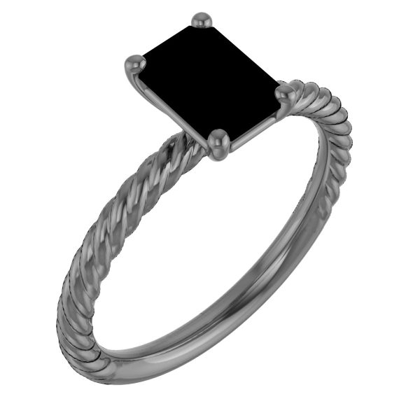 14K White Lab-Grown Emerald Ring